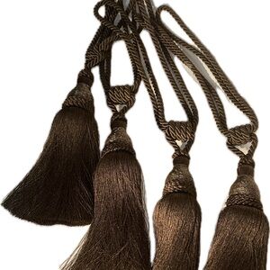 4 Elegant Large Brown Tassel Curtin Tiebacks